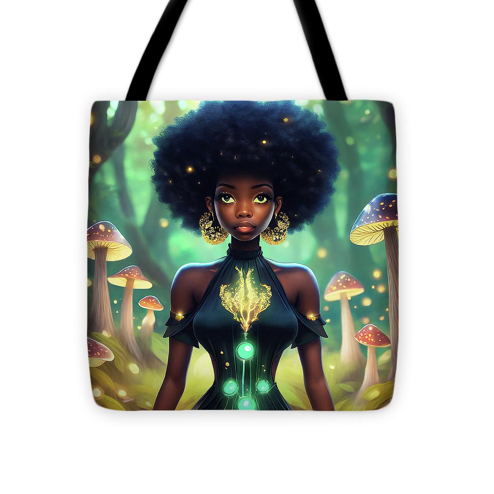 Black Queen In A Mushroom Forest  - Tote Bag