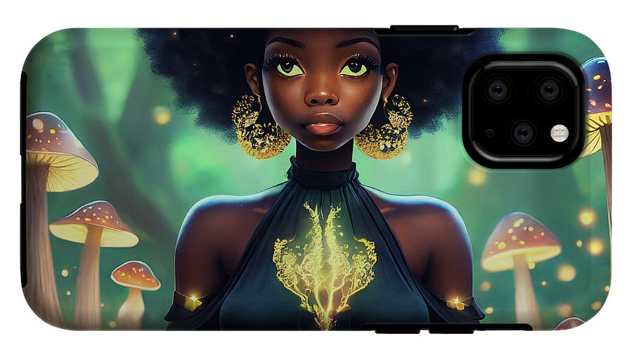 Black Queen In A Mushroom Forest  - Phone Case