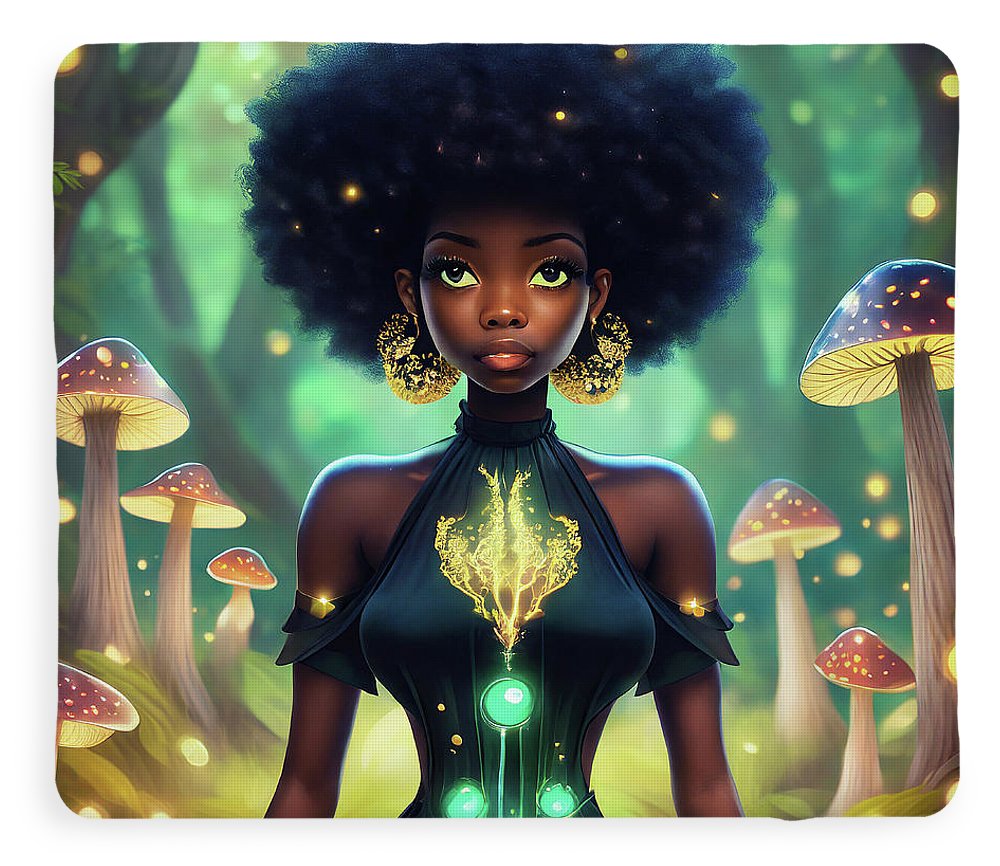 Black Queen In A Mushroom Forest  - Blanket