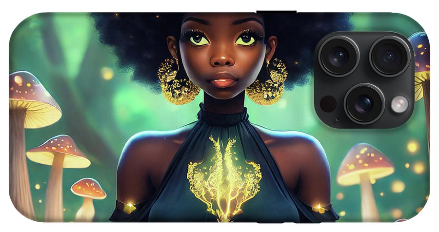 Black Queen In A Mushroom Forest  - Phone Case