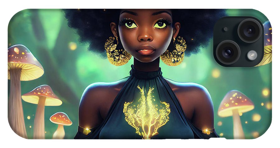 Black Queen In A Mushroom Forest  - Phone Case