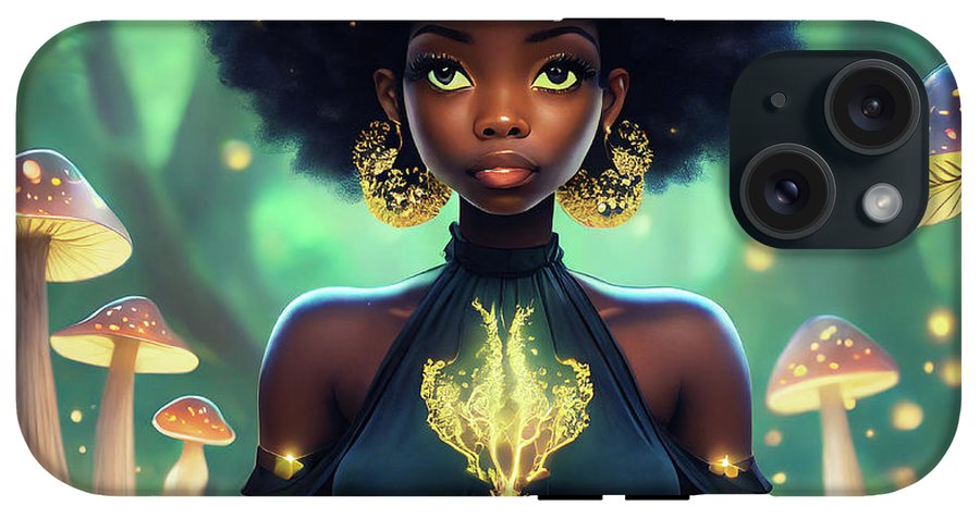 Black Queen In A Mushroom Forest  - Phone Case