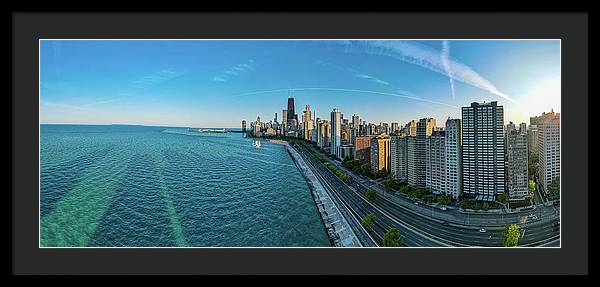 panoramic image of Chicago downtown neighborhood  - Framed Print