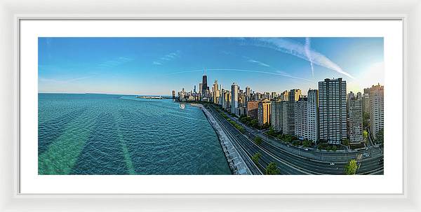 panoramic image of Chicago downtown neighborhood  - Framed Print