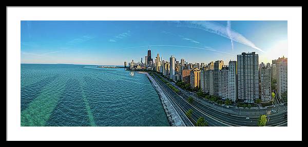 panoramic image of Chicago downtown neighborhood  - Framed Print