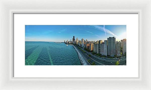 panoramic image of Chicago downtown neighborhood  - Framed Print
