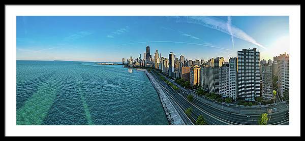 panoramic image of Chicago downtown neighborhood  - Framed Print