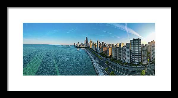 panoramic image of Chicago downtown neighborhood  - Framed Print