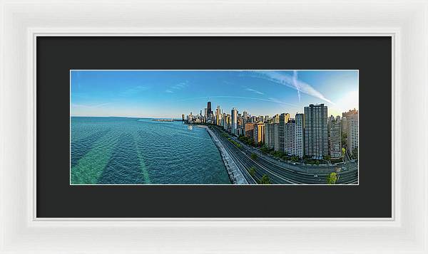panoramic image of Chicago downtown neighborhood  - Framed Print