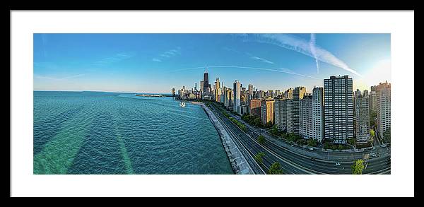 panoramic image of Chicago downtown neighborhood  - Framed Print