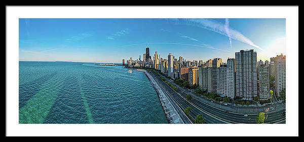 panoramic image of Chicago downtown neighborhood  - Framed Print