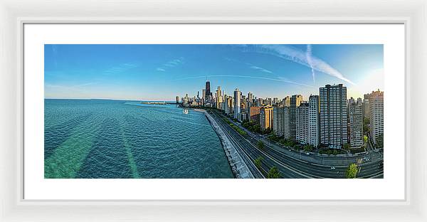 panoramic image of Chicago downtown neighborhood  - Framed Print