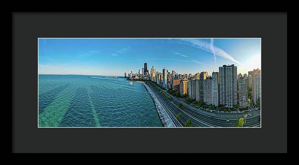 panoramic image of Chicago downtown neighborhood  - Framed Print