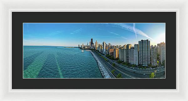 panoramic image of Chicago downtown neighborhood  - Framed Print