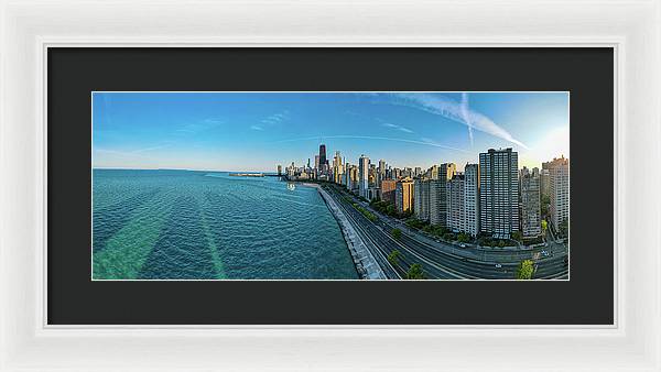 panoramic image of Chicago downtown neighborhood  - Framed Print