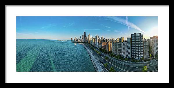 panoramic image of Chicago downtown neighborhood  - Framed Print