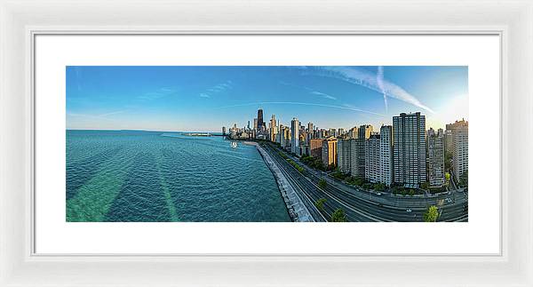 panoramic image of Chicago downtown neighborhood  - Framed Print