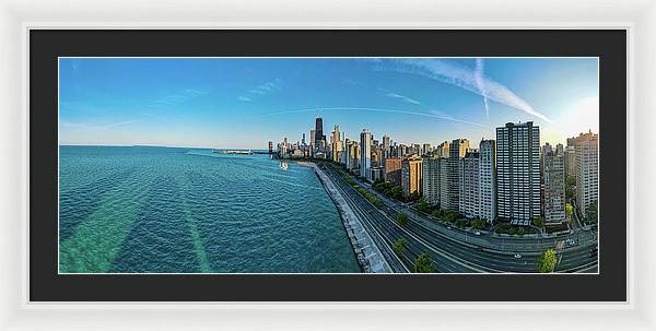 panoramic image of Chicago downtown neighborhood  - Framed Print