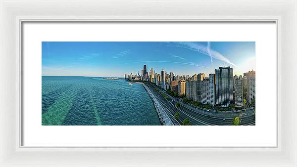 panoramic image of Chicago downtown neighborhood  - Framed Print