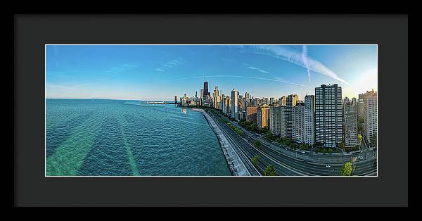 panoramic image of Chicago downtown neighborhood  - Framed Print