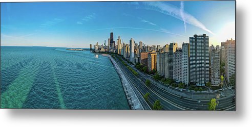 panoramic image of Chicago downtown neighborhood  - Metal Print