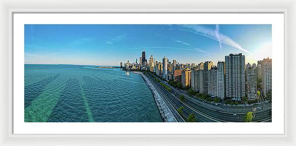 panoramic image of Chicago downtown neighborhood  - Framed Print