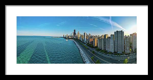 panoramic image of Chicago downtown neighborhood  - Framed Print