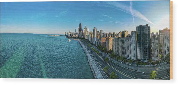 panoramic image of Chicago downtown neighborhood  - Wood Print