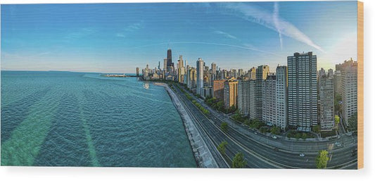 panoramic image of Chicago downtown neighborhood  - Wood Print