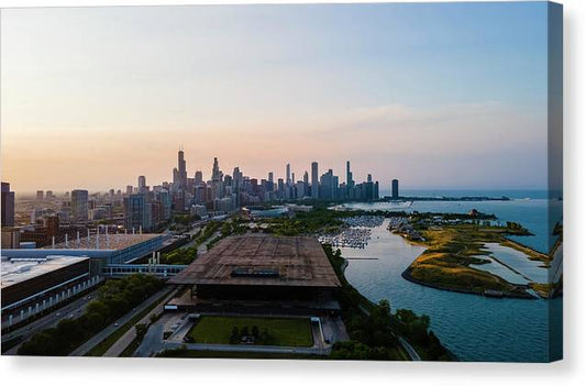 aerial drone view of Chicago metropolis - Canvas Print