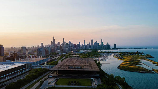 aerial drone view of Chicago metropolis - Art Print