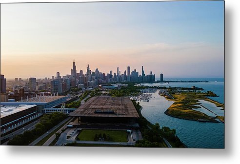 aerial drone view of Chicago metropolis - Metal Print