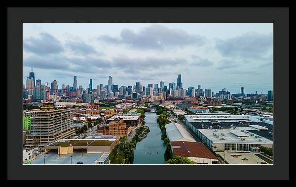 Beautiful aerial view of the city of Chicago  - Framed Print