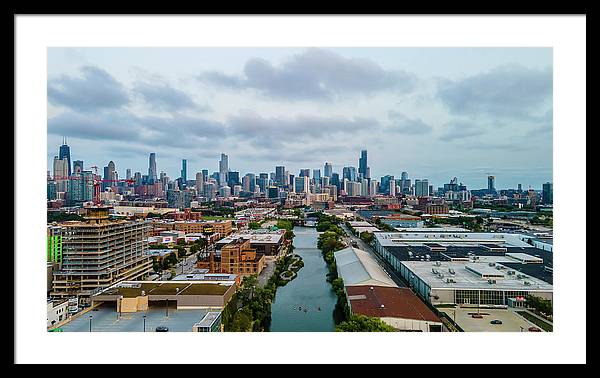 Beautiful aerial view of the city of Chicago  - Framed Print