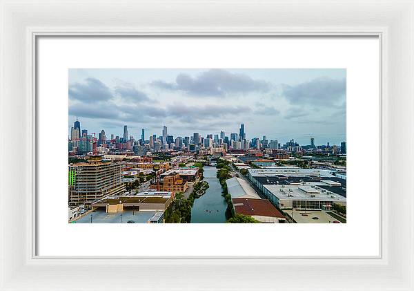 Beautiful aerial view of the city of Chicago  - Framed Print