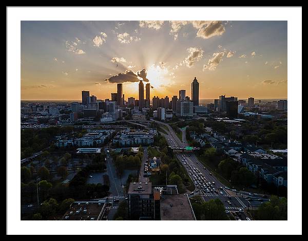 Birds Eye view of Atlanta  - Framed Print