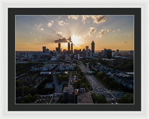 Birds Eye view of Atlanta  - Framed Print