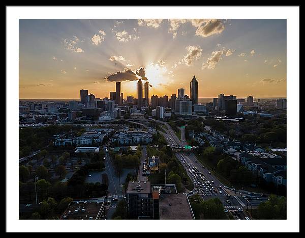 Birds Eye view of Atlanta  - Framed Print