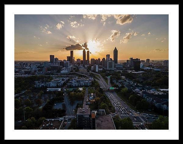 Birds Eye view of Atlanta  - Framed Print