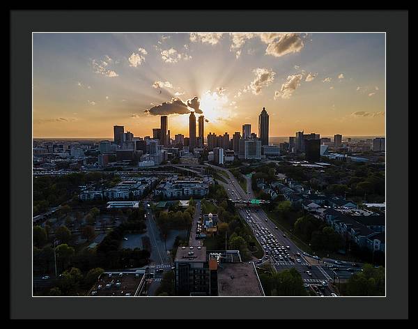 Birds Eye view of Atlanta  - Framed Print