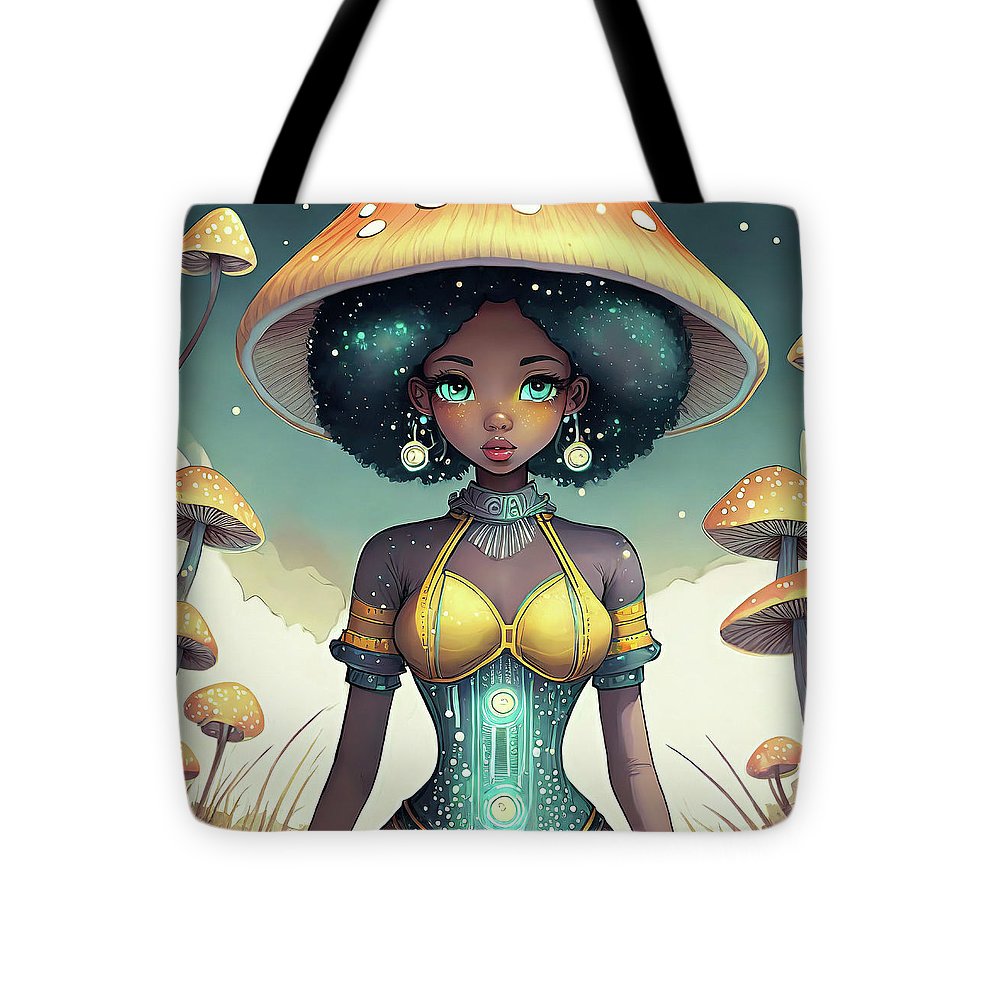 Black Queen In A Mushroom Forest  - Tote Bag