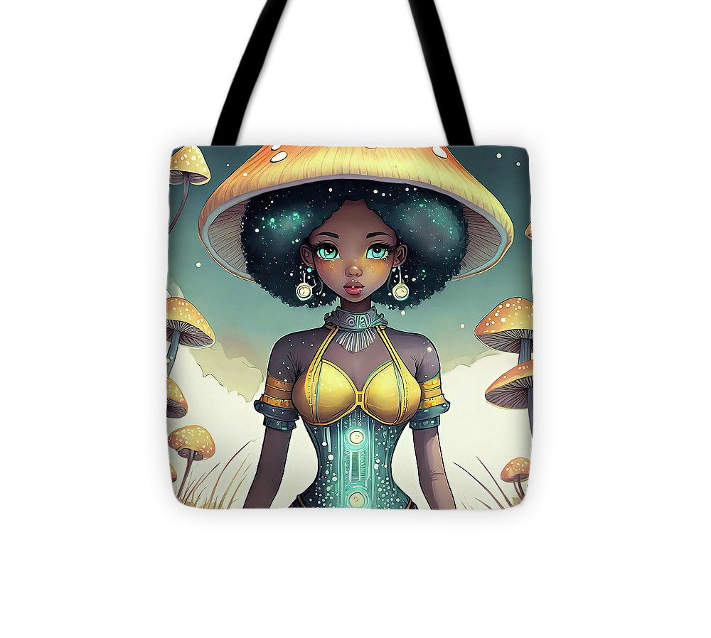 Black Queen In A Mushroom Forest  - Tote Bag