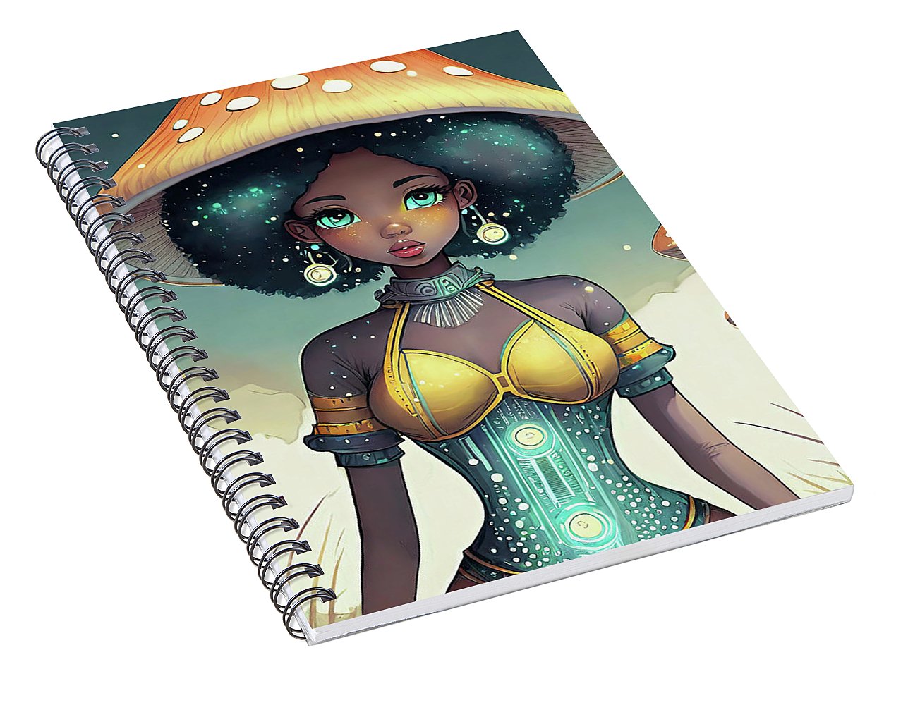 Black Queen In A Mushroom Forest  - Spiral Notebook