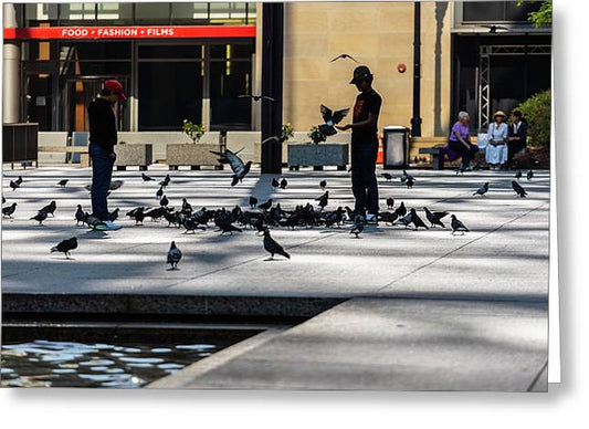 Boy One With Nature In The City Of Chicago - Greeting Card