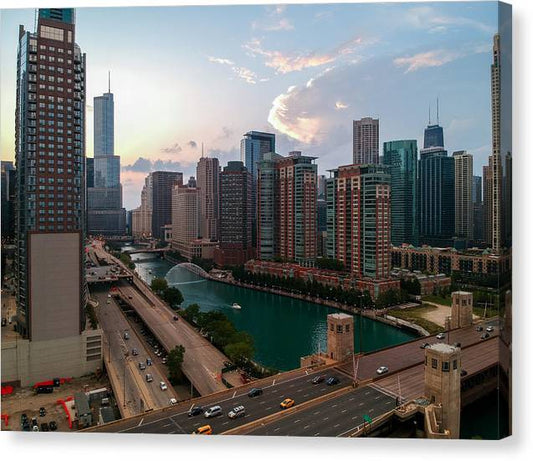 Chicago Skyline Sunset 2 - Canvas Print