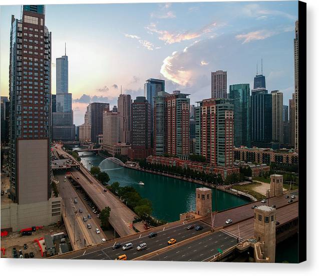 Chicago Skyline Sunset 2 - Canvas Print