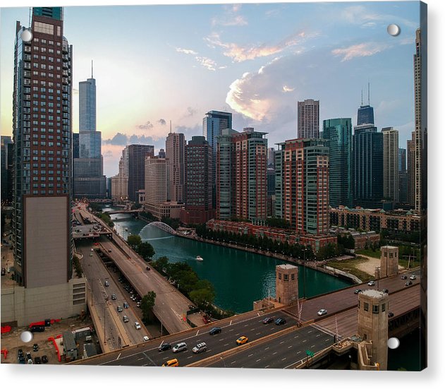 Chicago Skyline Sunset 2 - Acrylic Print