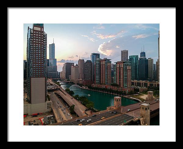 Chicago Skyline Sunset 2 - Framed Print