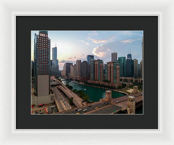 Chicago Skyline Sunset 2 - Framed Print