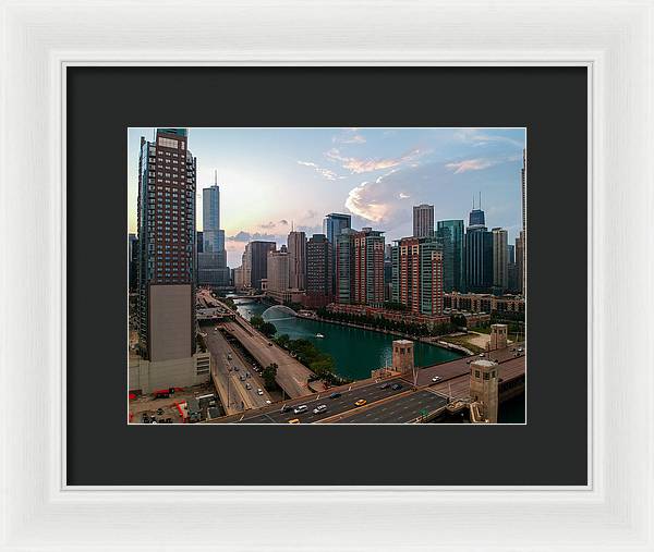 Chicago Skyline Sunset 2 - Framed Print